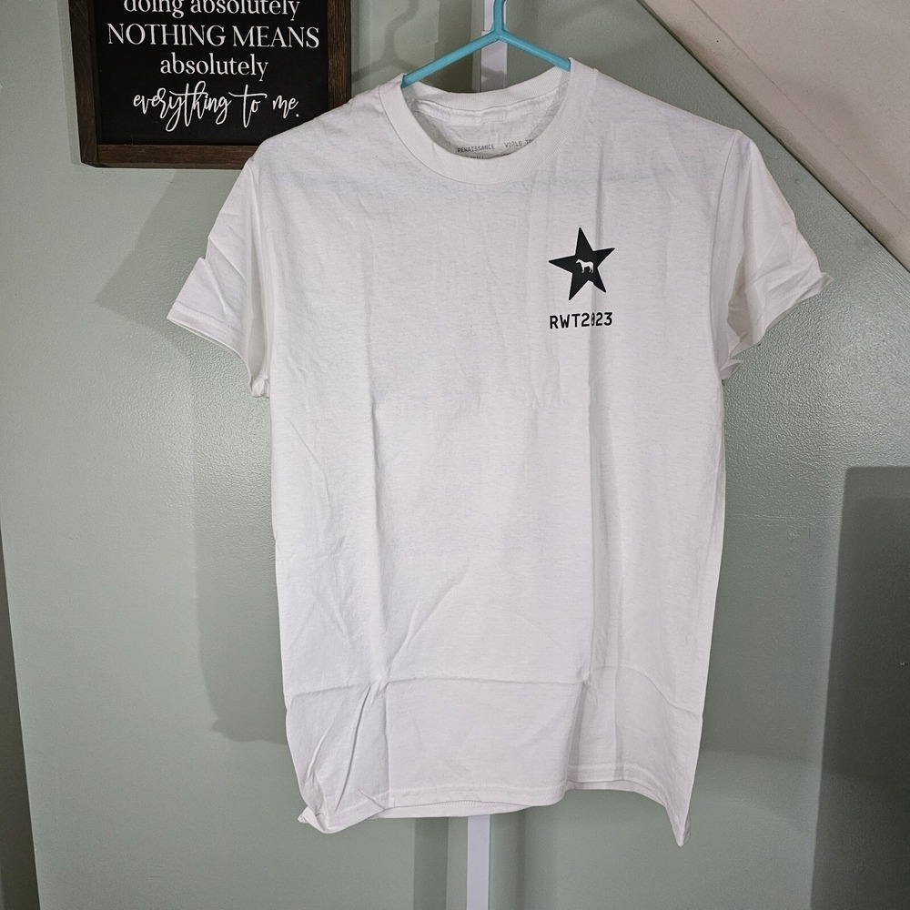 Beyoncé RWT 2023 Renaissance World Tour White T Shirt Size‎ S Stars Cowboy Hat